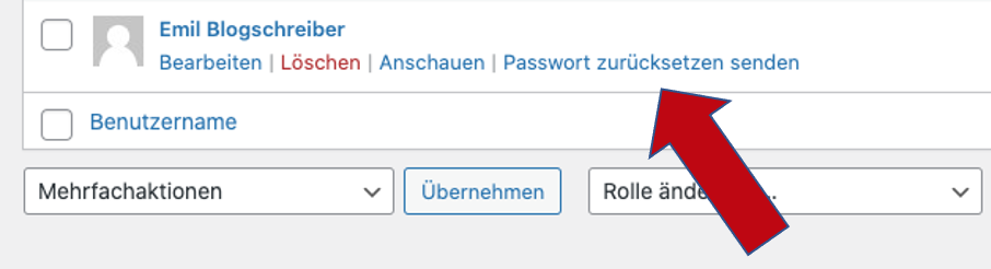 Wordpress Passwörter zurücksetzen