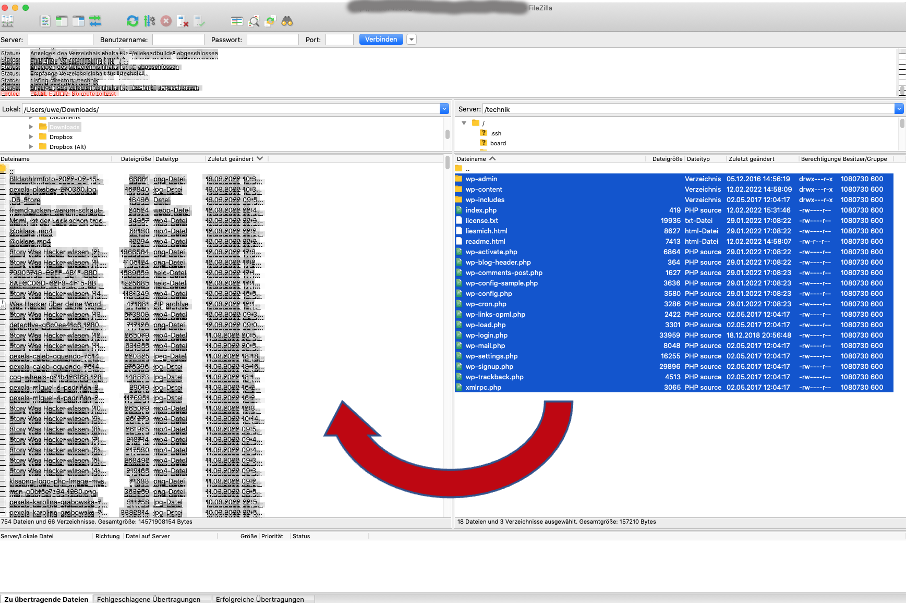 Datenaustausch zwischen Webspace und lokaler Festplatte
